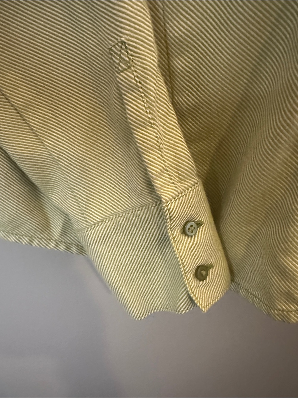 LOFT Ann Taylor Green Pinstripe Button Front Cotton Shirt Size 10 - Picture 7 of 8